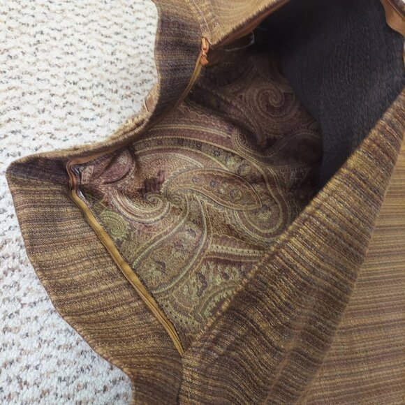 Set of 2 Eastern Accents Brown Paisley Embroidered Pillow Cover Euro Sham Tweed - Picture 6 of 11